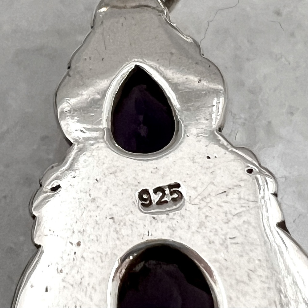 Amethyst Sterling Silver Trilogy Dangle Earrings - Picture 8 of 9